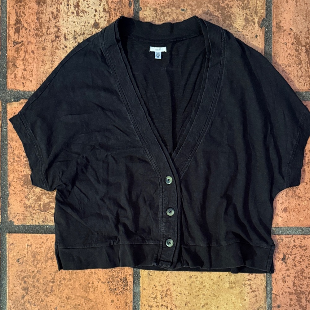 Ecoté Black Cropped Button-Front Cardigan